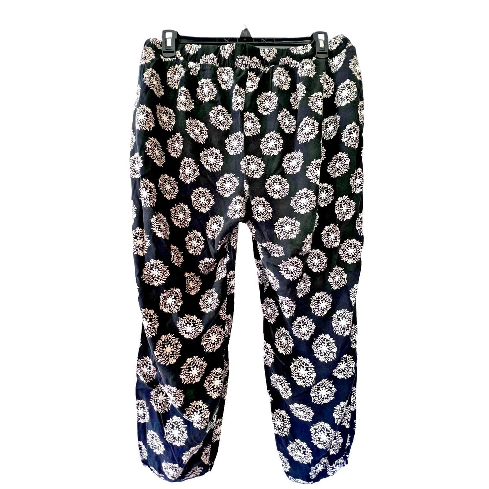 Old Navy Rayon Ankle Jogger Style Black & White Elastic Waist Pull Pants Size XL
